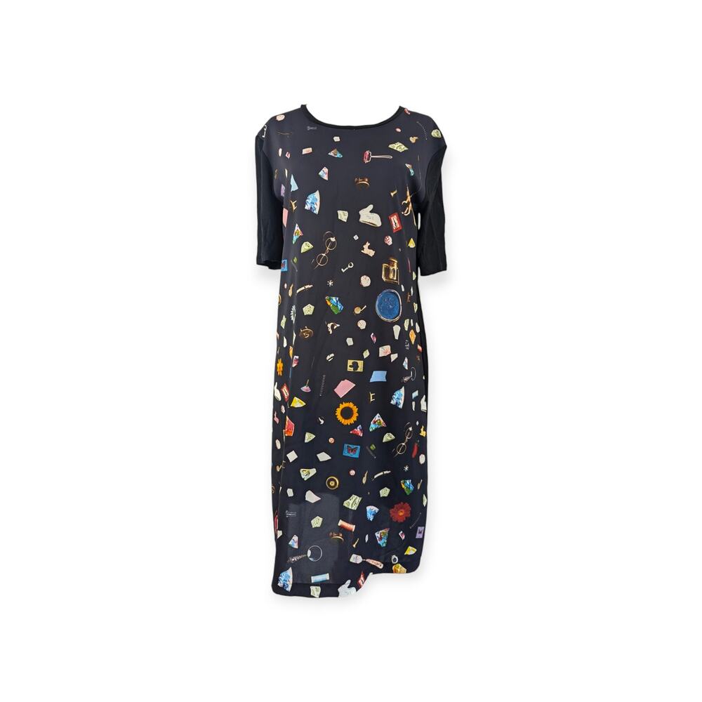 Paul Smith Tchochkes Print Chiffon & Modal Mid Length Shift Dress